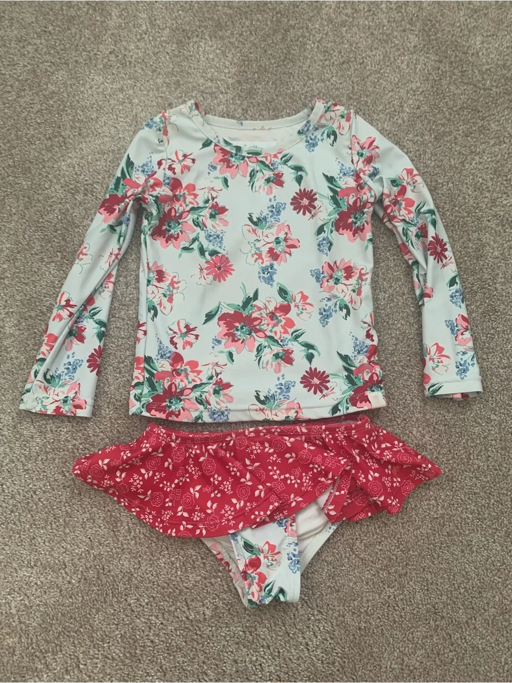 SweetHoney Girls Floral Rashguard Set - White, Pink, Green, Blue